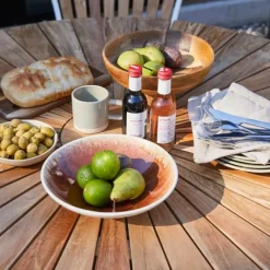 cinas Ellen Havebord Ø 130 cm - Teaktræ/aluminum - Hvid
