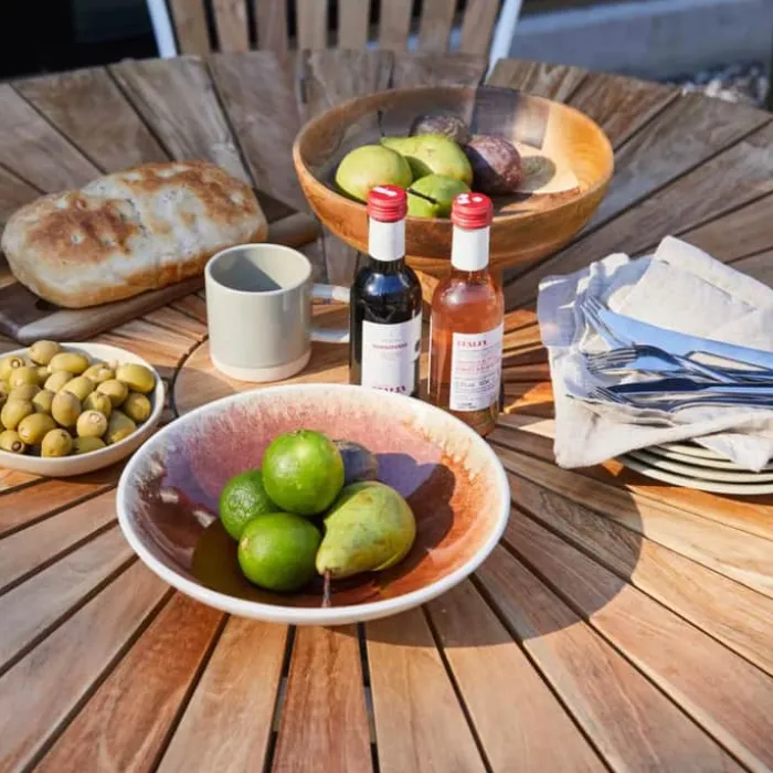 cinas Ellen Havebord Ø 130 cm - Teaktræ/aluminum - Hvid