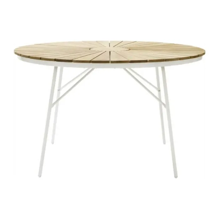 cinas Ellen Havebord Ø 130 cm - Teaktræ/aluminum - Hvid