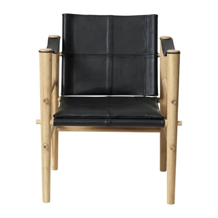 cinas Noble Safaristol H 79 x B 59 x D 61 cm - Bambus/læder - Træ/sort
