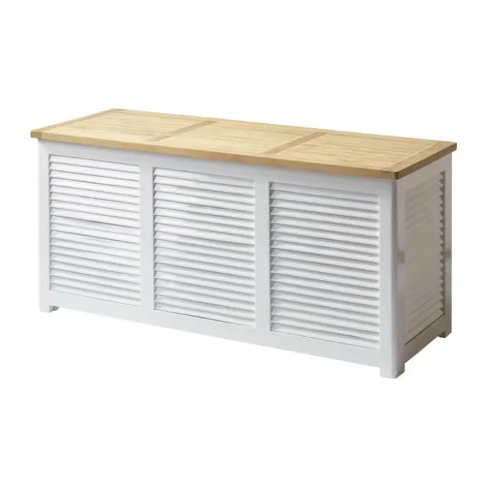 cinas Outdoor/Indoor Louver Hyndeboks H 60 x B 50 x L 130 cm - Akacietræ/Teaktræ - Hvid