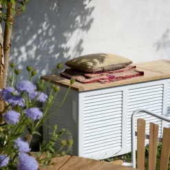 cinas Outdoor/Indoor Louver Hyndeboks H 60 x B 50 x L 130 cm - Akacietræ/Teaktræ - Hvid