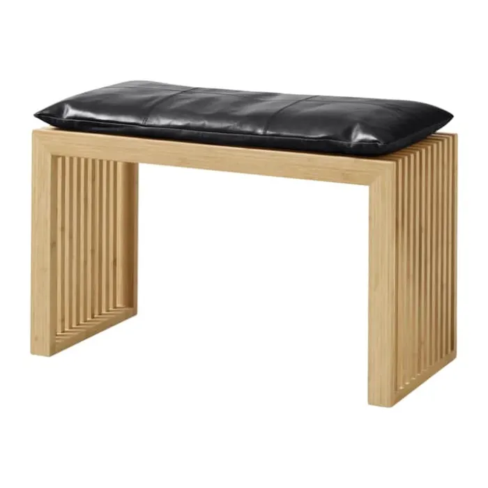 cinas Rib Bænk inkl. sort hynde H 48 x B 73 x L 35 cm - Bambus