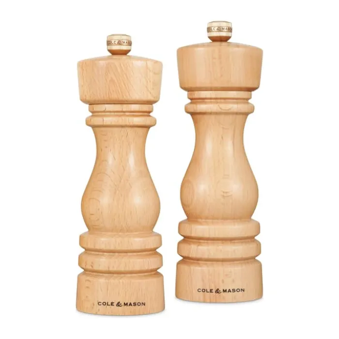 Cole&Mason London Kværnsæt H 18 cm - Bøgetræ/rustfrit stål - Natural Beech