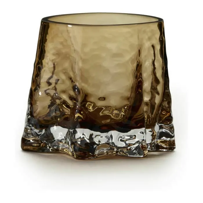 Cooee Gry Fyrfadsstage H 8 cm - Mundblæst glas - Cognac