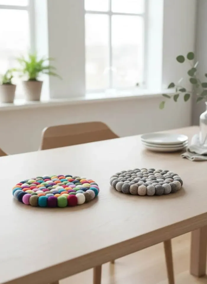 Cook & Baker Bordskåner Ø 20 cm - Uld - Natur/sort
