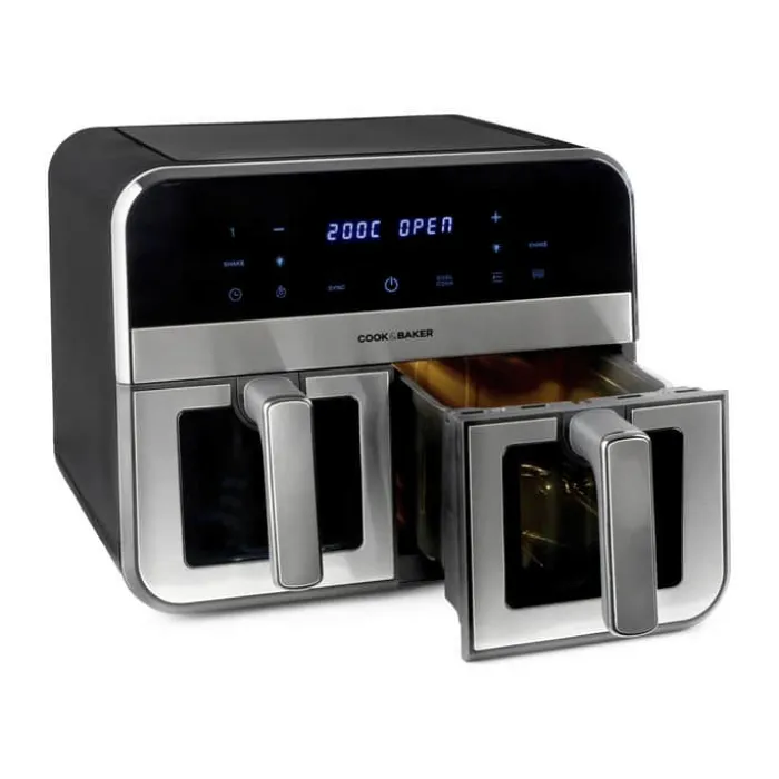 Cook & Baker Dobbelt Airfryer 2 x 4,5 liter - 8 programmer