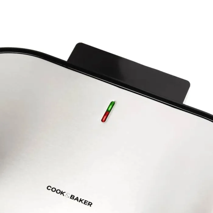 Cook & Baker Dobbeltvaffeljern 1200 Watt - Stål - Sølvfarvet