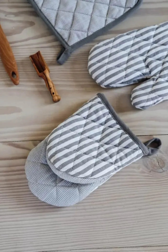 Cook & Baker Grydehandske L 21 cm- Økologisk bomuld - Grå