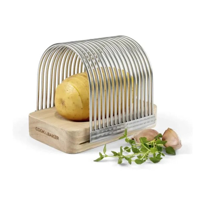 Cook & Baker Hasselback Kartoffelholder H 11 x B 10 x L 14 cm - Træ/rustfrit stål