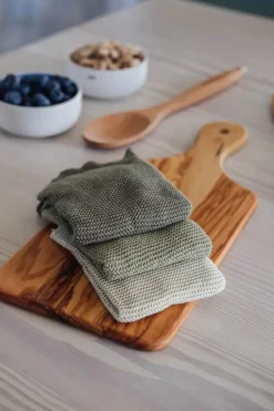 Cook & Baker Karklud - 3 stk. B 30 x L 30 cm - Økologisk bomuld - Støvet grøn