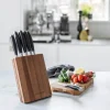 Cook & Baker Knivblok med 6 knive H 36,5 x B 17,5 x 20 cm - Certificeret Akacietræ/rustfrit stål - Brun