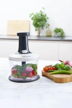Cook & Baker Minihakker H 19,5 x B 16 x L 16 cm - Plastik/Rustfrit stål - Hvid/Grå