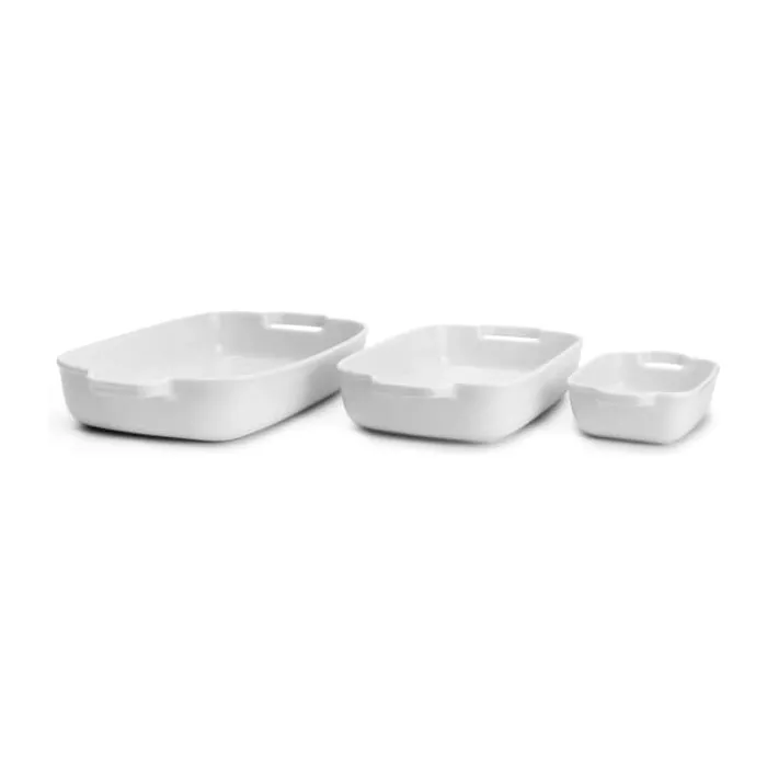 Cook & Baker Ovnfaste fade - 3 stk. L 40/34,5/21,8 cm - Porcelæn - Hvid
