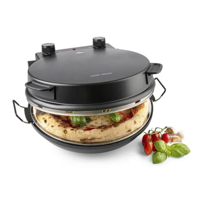 Cook & Baker Pizzamaskine 1200 watt - 5 temperaturindstillinger - Sort