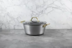 Cook & Baker Premium Gryde 3,6 liter - Genanvendt aluminium - Sølvfarvet/guldfarvet