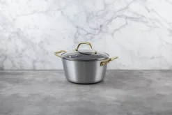 Cook & Baker Premium Gryde 2,3 liter - Genanvendt aluminium - Sølvfarvet/guldfarvet