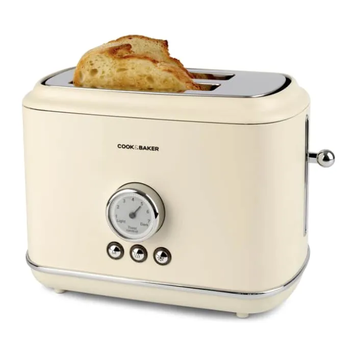 Cook & Baker Retro Brødrister 1050 watt - 2 skiver - Beige
