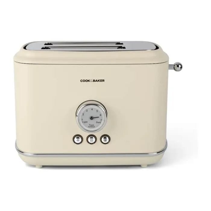 Cook & Baker Retro Brødrister 1050 watt - 2 skiver - Beige