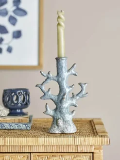 Creative Collection Bridget Lysestage H 23 x B 8 cm - Stentøj - Grå