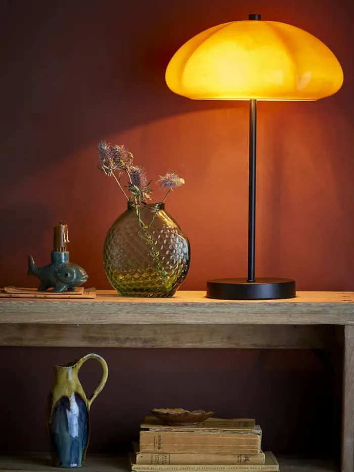 Creative Collection Kinoko Bordlampe Ø 30 x H 46,5 cm - Metal - Gul