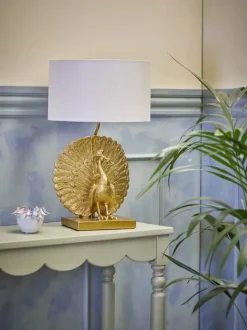 Creative Collection Peacock Bordlampe Ø 35,5 x H 58,5 cm - Polyresin - Guldfarvet