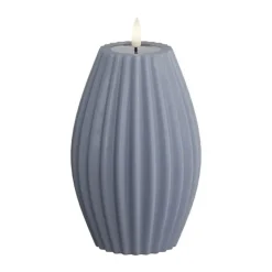 Deluxe Homeart Flame LED Rillelys Ø 10 x H 15 cm - Stearin - Ice Blue
