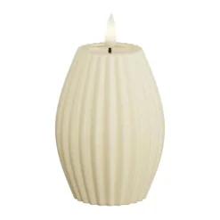 Deluxe Homeart Flame LED Rillelys Ø 7,5 x H 10 cm - Stearin - Creme