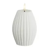 Deluxe Homeart Flame LED Rillelys Ø 7,5 x H 10 cm - Stearin - Hvid