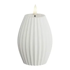 Deluxe Homeart Flame LED Rillelys Ø 7,5 x H 10 cm - Stearin - Hvid