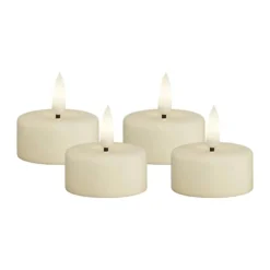 Deluxe Homeart Fyrfadslys - 4 stk Ø 4,5 x H 3,5 - Stearin - Creme