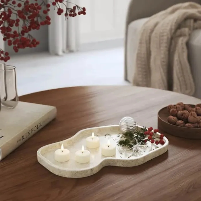 Deluxe Homeart Fyrfadslys - 4 stk Ø 4,5 x H 3,5 - Stearin - Creme