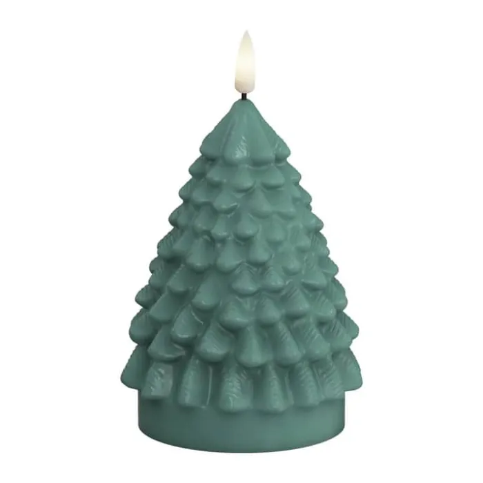 Deluxe Homeart Juletræ LED Lys Ø 8,5 x H 11 cm - Stearin - Mørk grøn