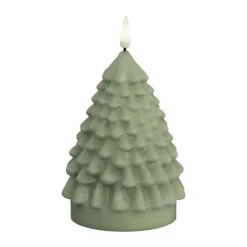 Deluxe Homeart Juletræ LED Lys Ø 8,5 x H 11 cm - Stearin - Lys grøn