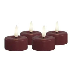 Deluxe Homeart LED Fyrfadslys - 4 stk. H 4 x Ø 3,5 cm - Stearin - Bordeaux