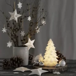 Deluxe Homeart LED Juletræ H 16 cm - Stearin - Hvid