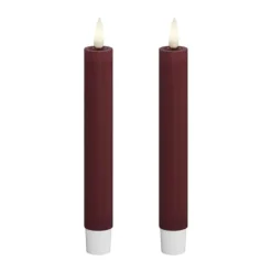 Deluxe Homeart Real Flame LED Kronelys - 2 stk. H 15 cm - Stearin - Bordeaux