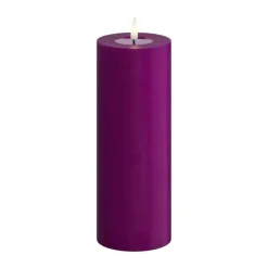 Deluxe Homeart Real Flame LED Bloklys Ø 7,5 x H 20 cm - Stearin/resin - Violet