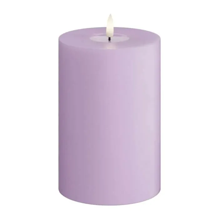 Deluxe Homeart Real Flame LED Bloklys Ø 10 x H 15 cm - Stearin/resin - Lavendel