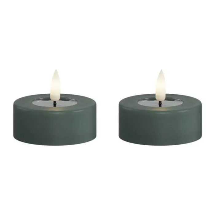 Deluxe Homeart Real Flame LED Fyrfadslys - 2 stk. Ø 6,1 cm - Jade green