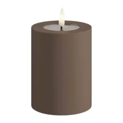 Deluxe Homeart Real Flame LED Udendørs Bloklys Ø 7,5 x H 10 cm - Plastik/resin - Karamel