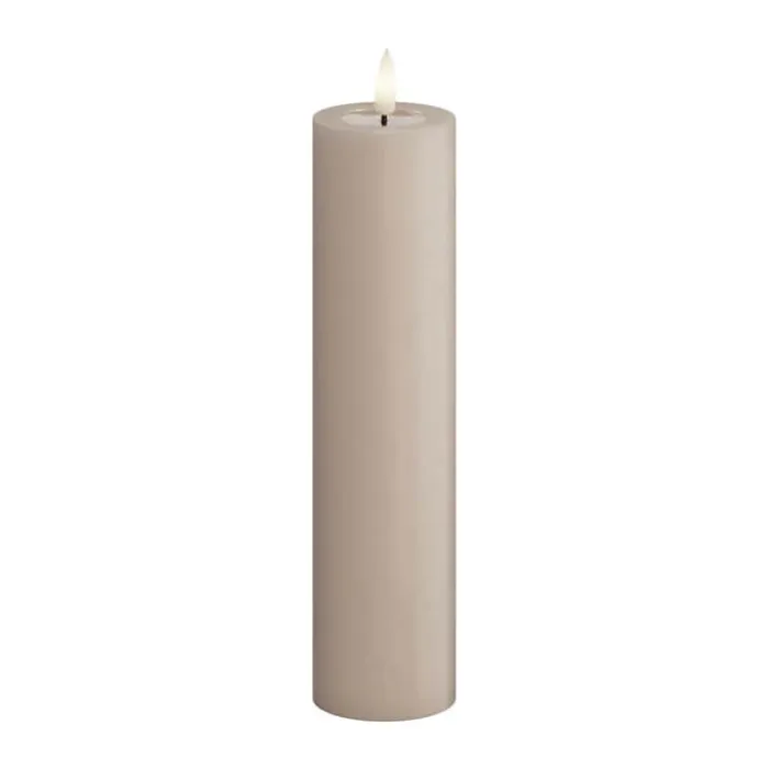 Deluxe Homeart Real Flame LED Bloklys Ø 5 x H 20 cm - Stearin/resin - Rose