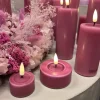Deluxe Homeart Real Flame LED Fyrfadslys - 2 stk. Ø 6,1 x H 4,5 cm - Stearin - Magenta