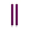 Deluxe Homeart Real Flame LED Kronelys - 2 stk. Ø 2,2 x H 24 cm - Stearin - Violet