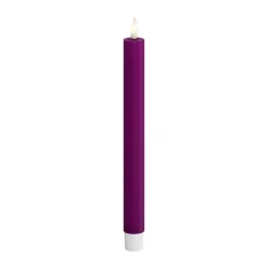 Deluxe Homeart Real Flame LED Kronelys - 2 stk. Ø 2,2 x H 24 cm - Stearin - Violet