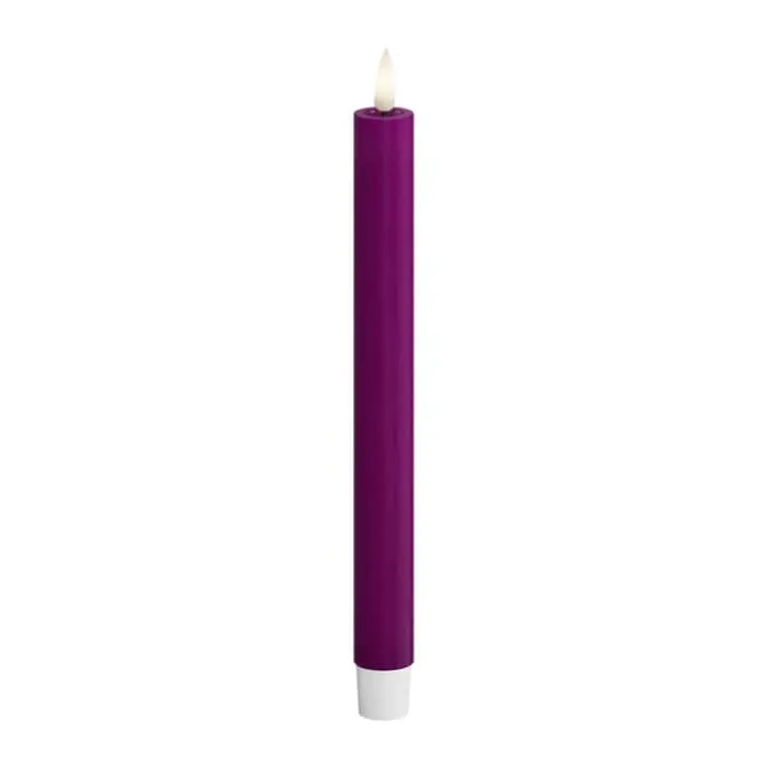 Deluxe Homeart Real Flame LED Kronelys - 2 stk. Ø 2,2 x H 24 cm - Stearin - Violet