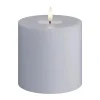 Deluxe Homeart Real Flame LED Bloklys Ø 10 x H 10 cm - Stearin/resin - Dust blue