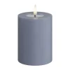 Deluxe Homeart Real Flame LED Bloklys Ø 7,5 x H 10 cm - Stearin/resin - Ice blue