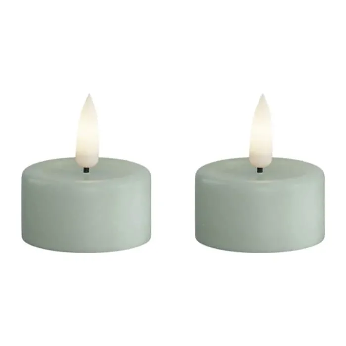 Deluxe Homeart Real Flame LED Fyrfadslys - 2 stk. Ø 4 cm - Salvie green