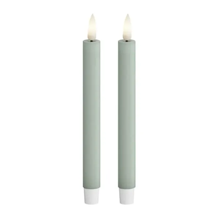 Deluxe Homeart Real Flame LED Kertelys - 2 stk. H 14 cm - Stearin - Salvie